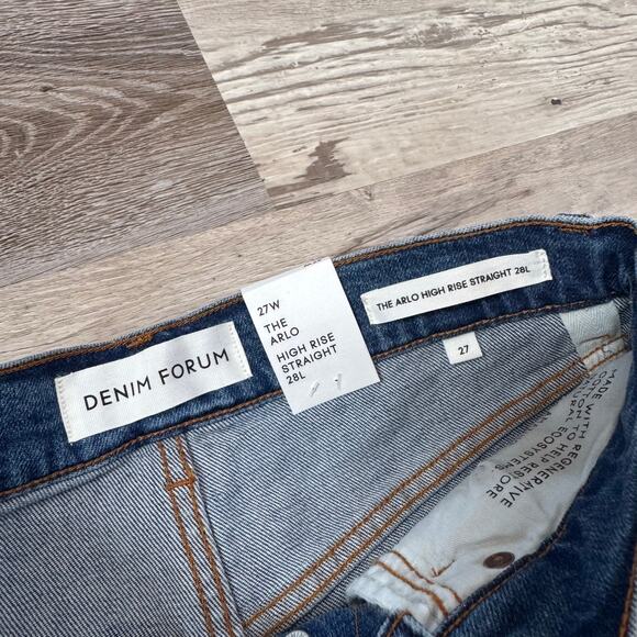 NWT Denim Forum Arlo High Rise Straight Jeans Blue 27 Y2K 90s - Picture 5 of 11